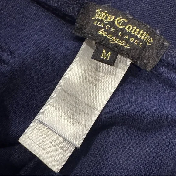 Juicy Couture Velour Track Sweats Navy blue, Rhinestone Script Size Medium Y2K - Picture 7 of 8